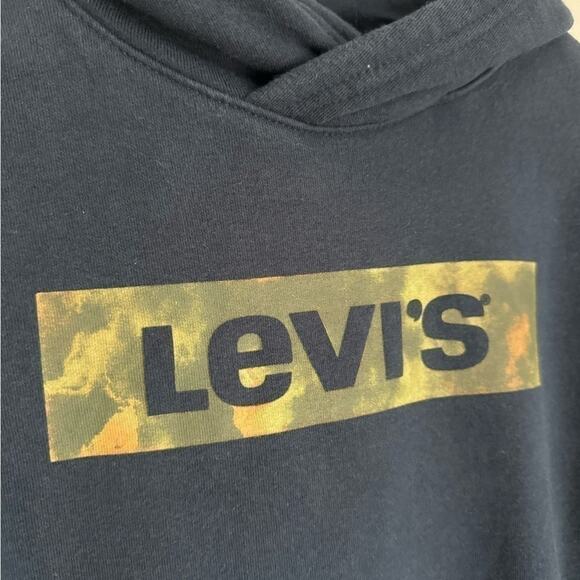Levi’s Boys Large Blue Hoodie Sweatshirt Green Camo Pullover Kangaroo Pocket - Picture 5 of 8